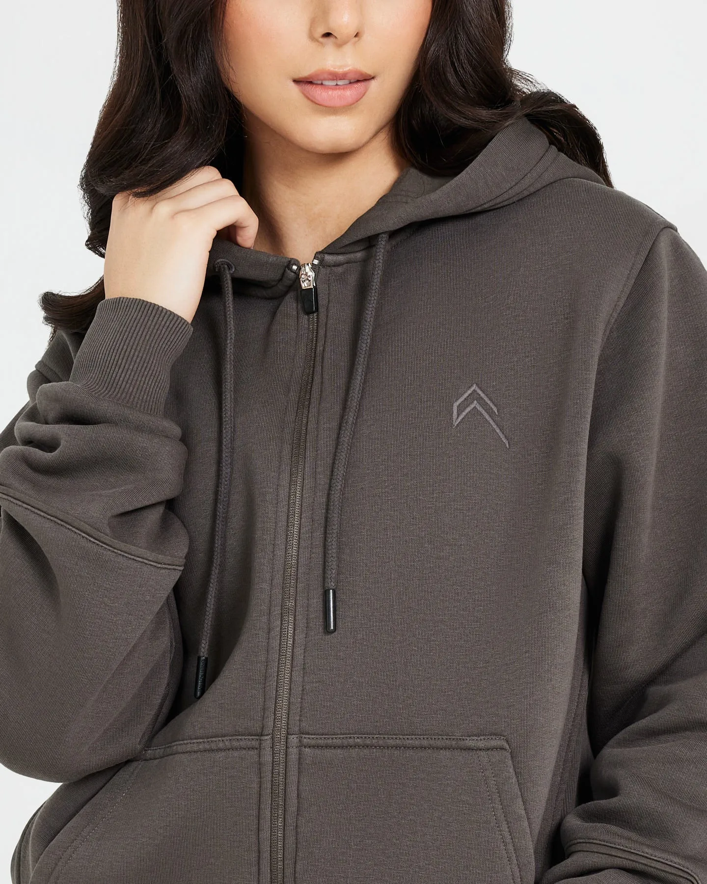 Classic Lounge Oversized Zip Through Hoodie | Deep Taupe sold by Oner Active product image thumbnail 4