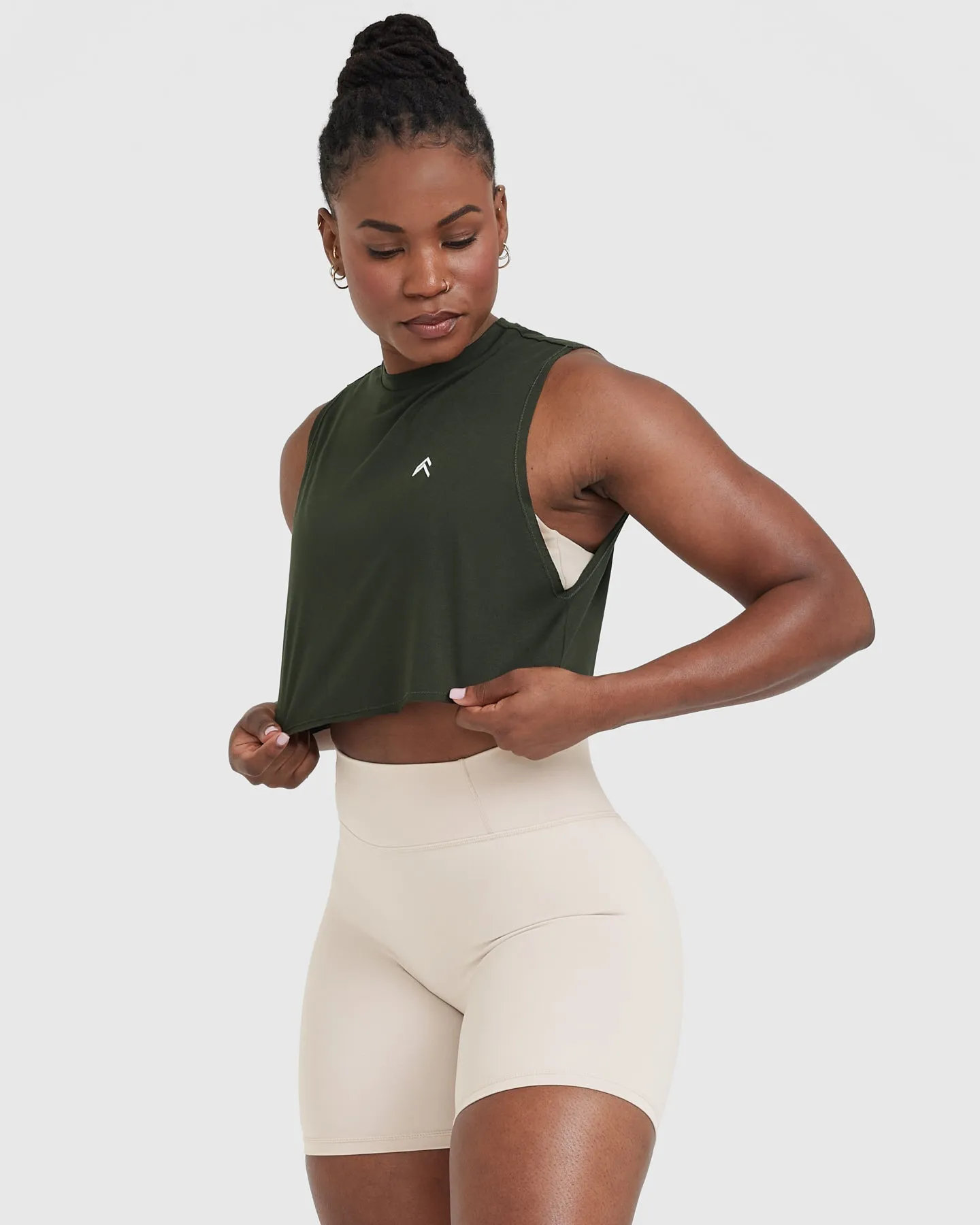 Go To Muscle Crop Vest | Khaki Green sold by Oner Active product image thumbnail 3