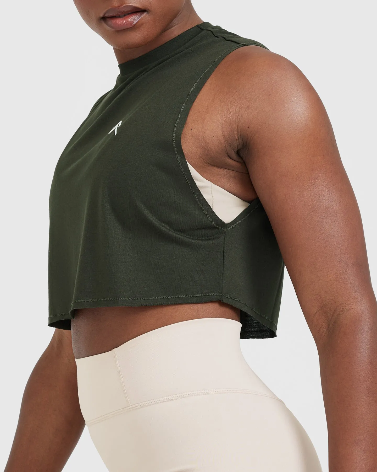 Go To Muscle Crop Vest | Khaki Green sold by Oner Active product image thumbnail 4