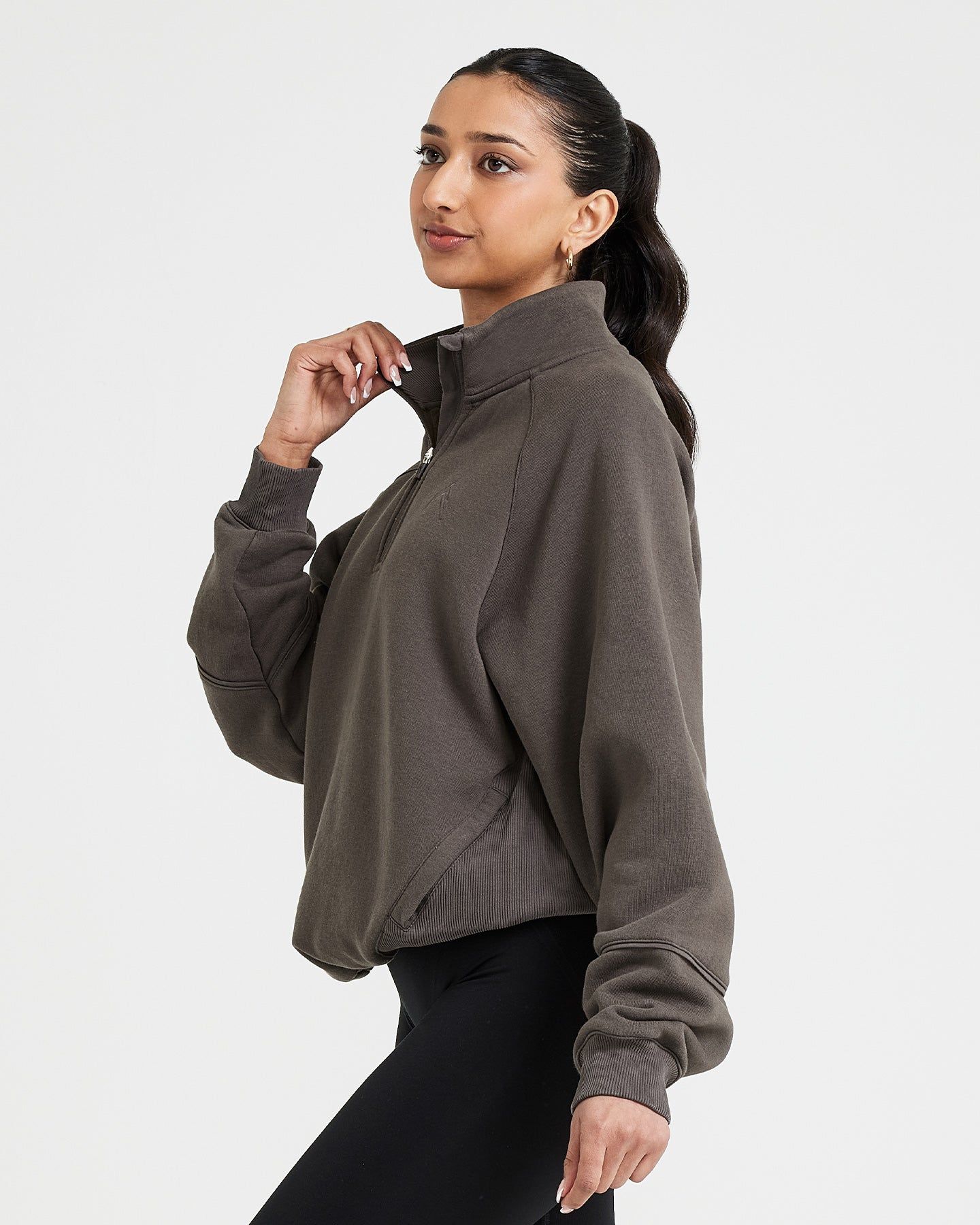 Classic Lounge 1/2 Zip Sweatshirt | Deep Taupe sold by Oner Active product image thumbnail 3