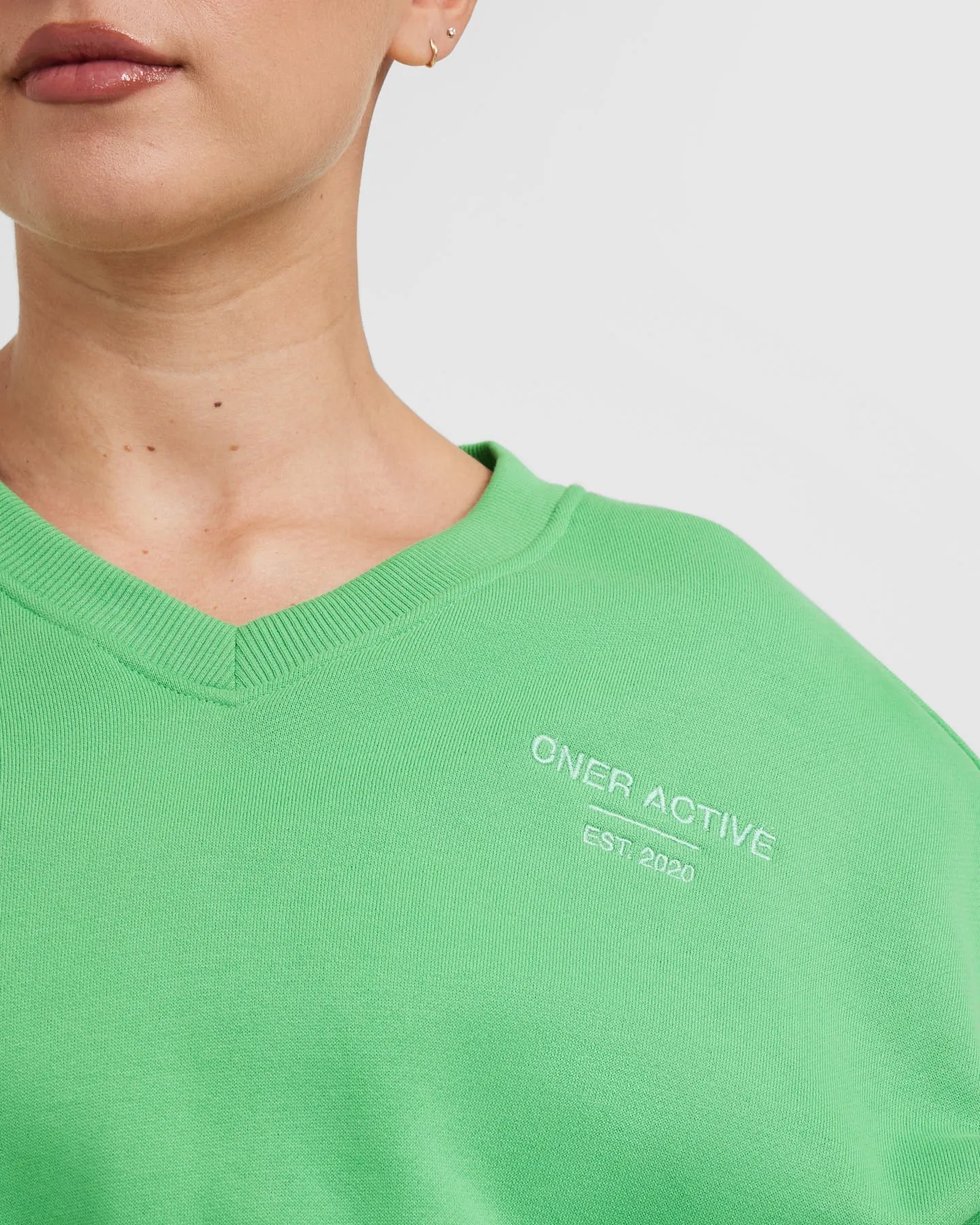 All Day Est 2020 Crop V-Neck Sweatshirt | Jade sold by Oner Active product image thumbnail 4