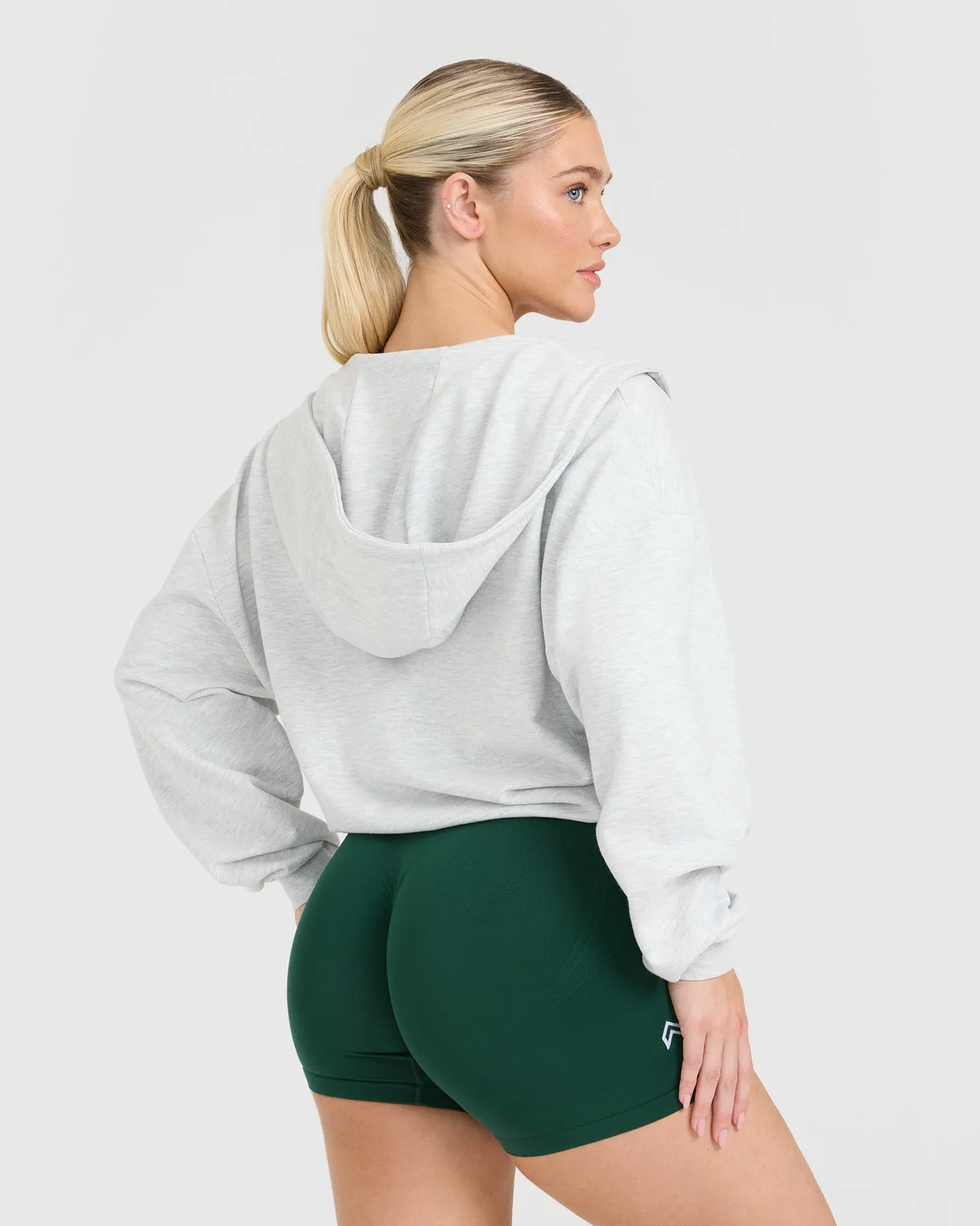 Lightweight Zip Through Hoodie with Printed Logo | Light Grey Marl sold by Oner Active product image thumbnail 2