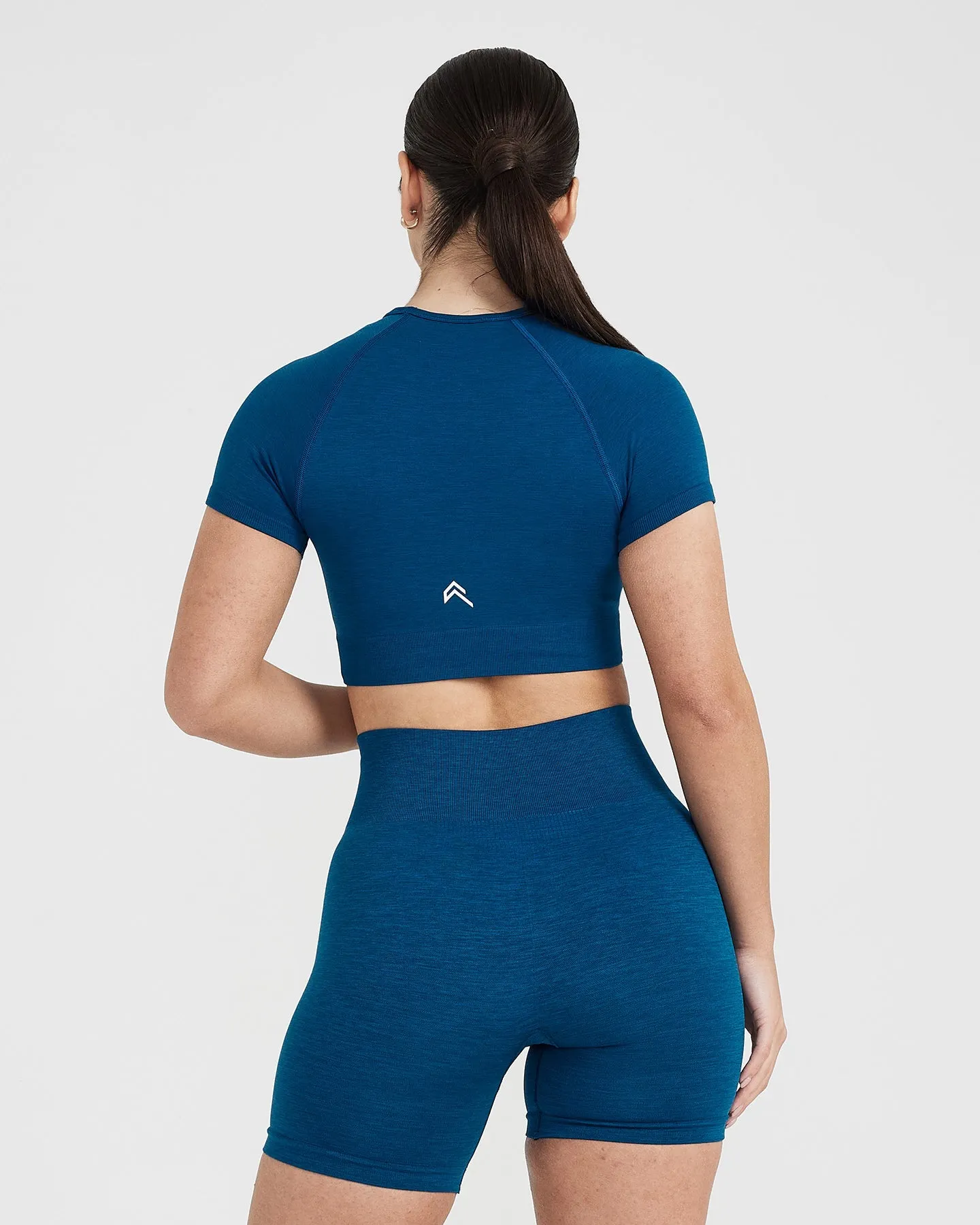 Classic Seamless 2.0 Short Sleeve Crop Top | Petrol Blue Marl sold by Oner Active product image thumbnail 4
