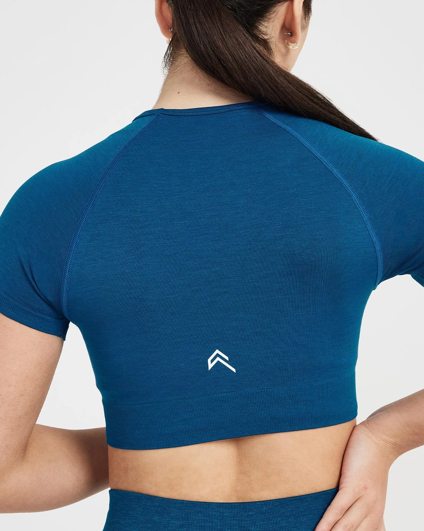 Classic Seamless 2.0 Short Sleeve Crop Top | Petrol Blue Marl sold by Oner Active product image thumbnail 5
