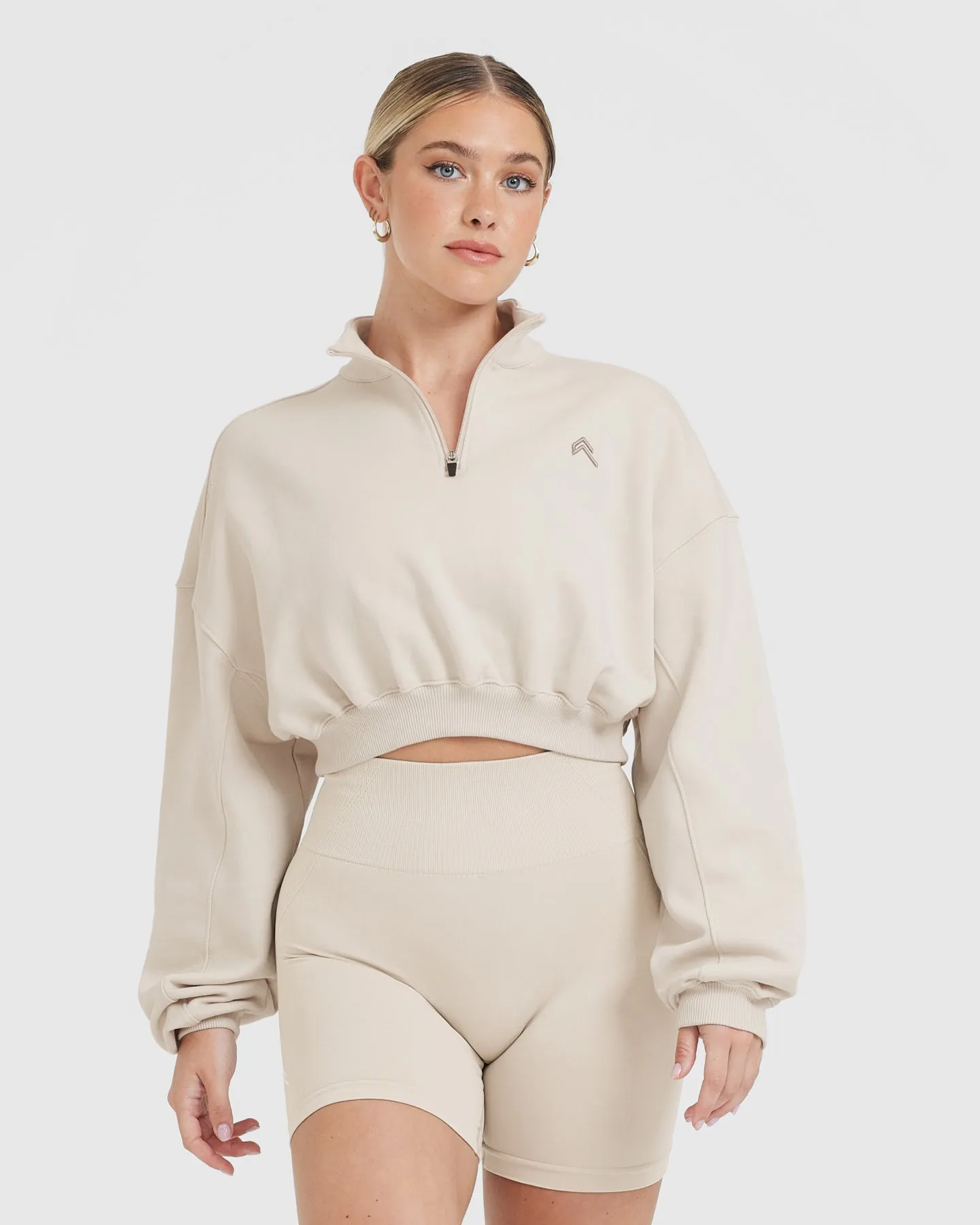 All Day Lightweight Crop 1/4 Zip Sweatshirt | Sand sold by Oner Active
