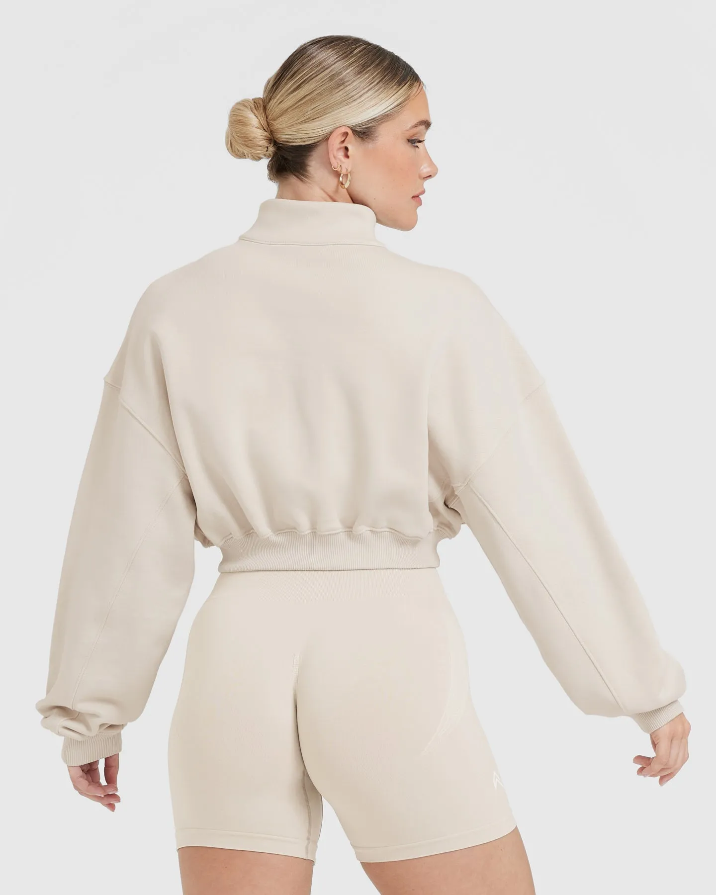 All Day Lightweight Crop 1/4 Zip Sweatshirt | Sand sold by Oner Active product image thumbnail 2