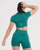 Classic Seamless 2.0 Short Sleeve Crop Top | Mineral Green Marl sold by Oner Active