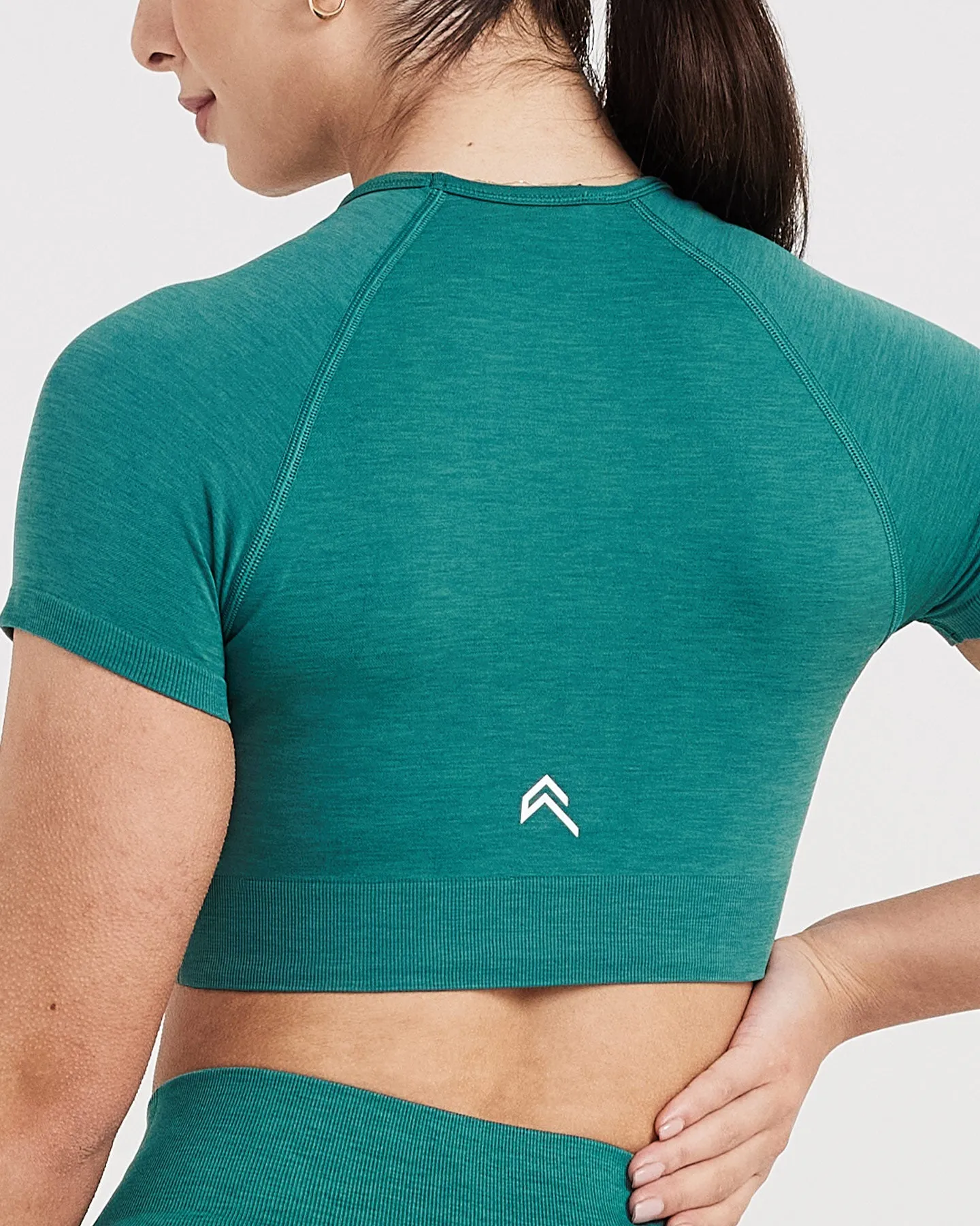 Classic Seamless 2.0 Short Sleeve Crop Top | Mineral Green Marl sold by Oner Active product image thumbnail 5