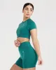 Classic Seamless 2.0 Short Sleeve Crop Top | Mineral Green Marl sold by Oner Active