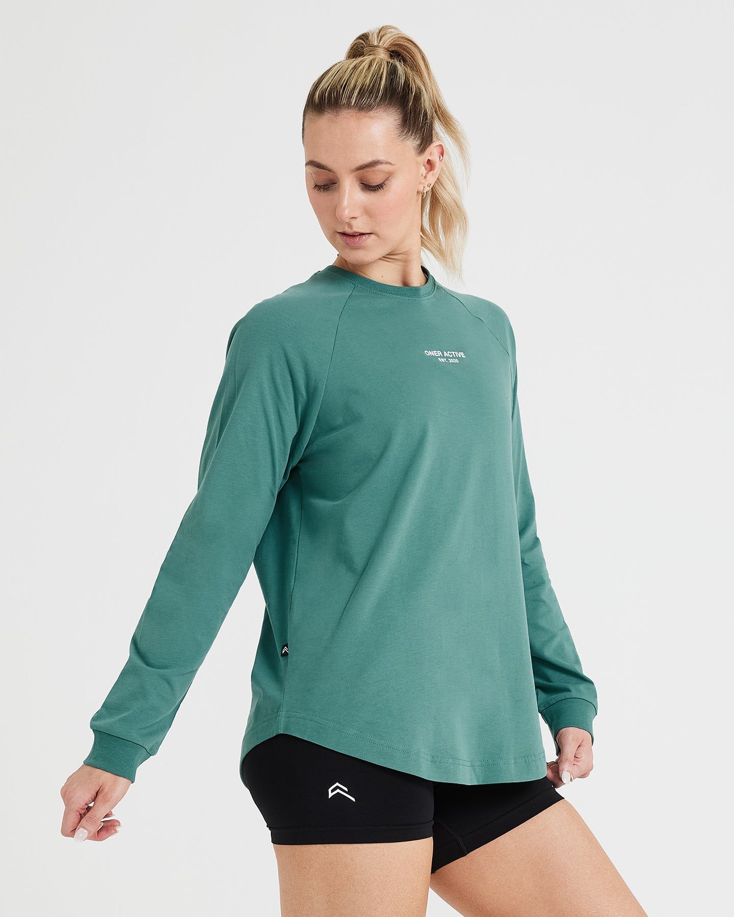 Graphic Oversized Long Sleeve Tee | Washed Mineral Green sold by Oner Active product image thumbnail 3