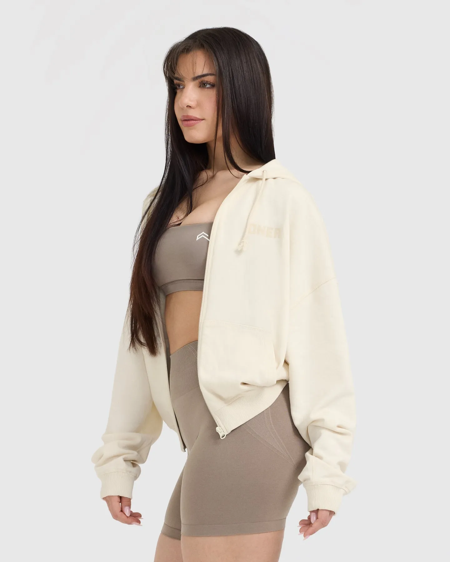 Raw Lounge Oversized Zip Hoodie | Off White sold by Oner Active product image thumbnail 3