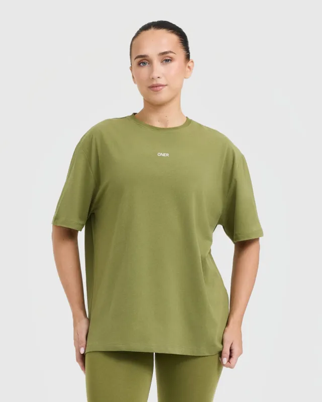 Classic Oner Graphic Oversized Lightweight T-Shirt | Olive Green sold by Oner Active