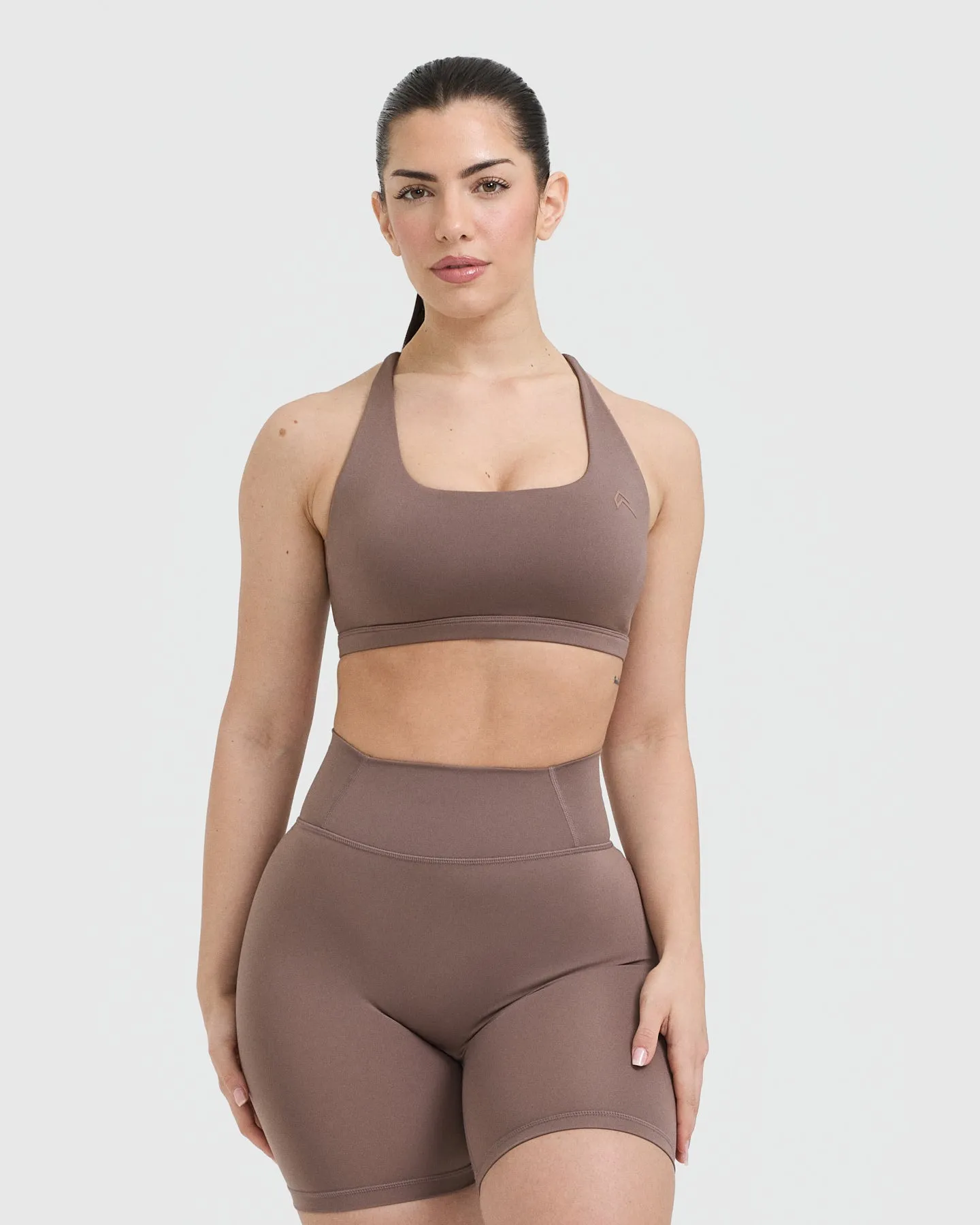 Timeless Square Neck Sports Bra | Cool Brown sold by Oner Active