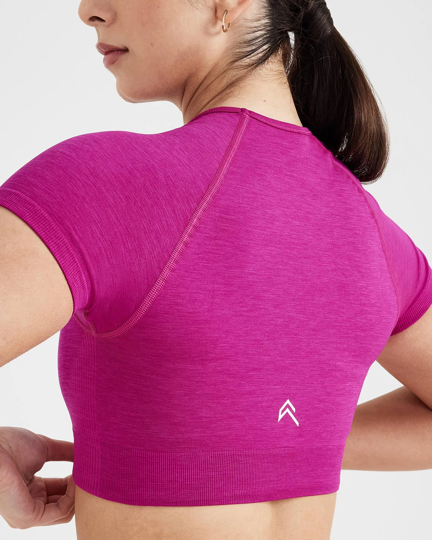 Classic Seamless 2.0 Short Sleeve Crop Top | Fuchsia Marl sold by Oner Active product image thumbnail 5
