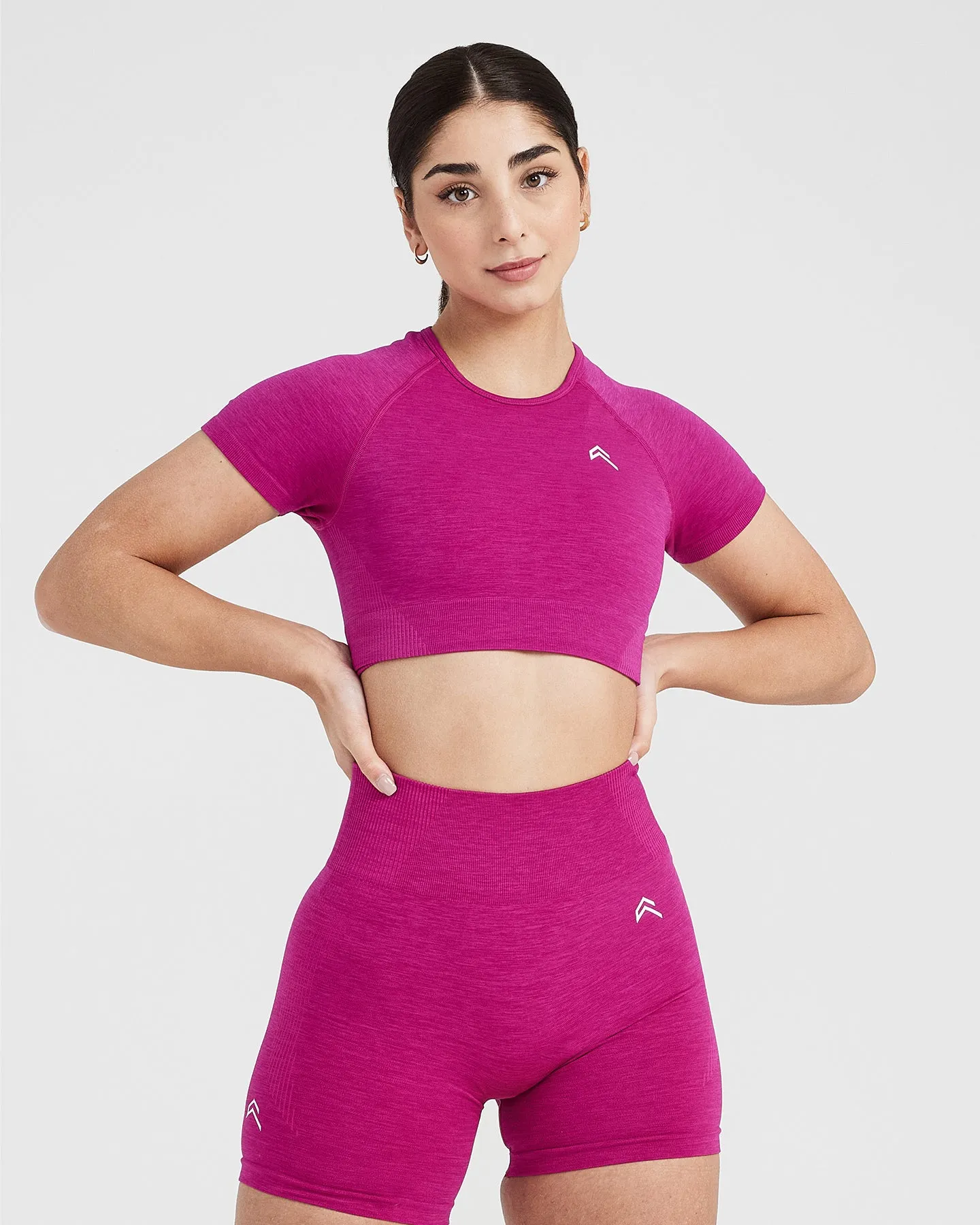 Classic Seamless 2.0 Short Sleeve Crop Top | Fuchsia Marl sold by Oner Active