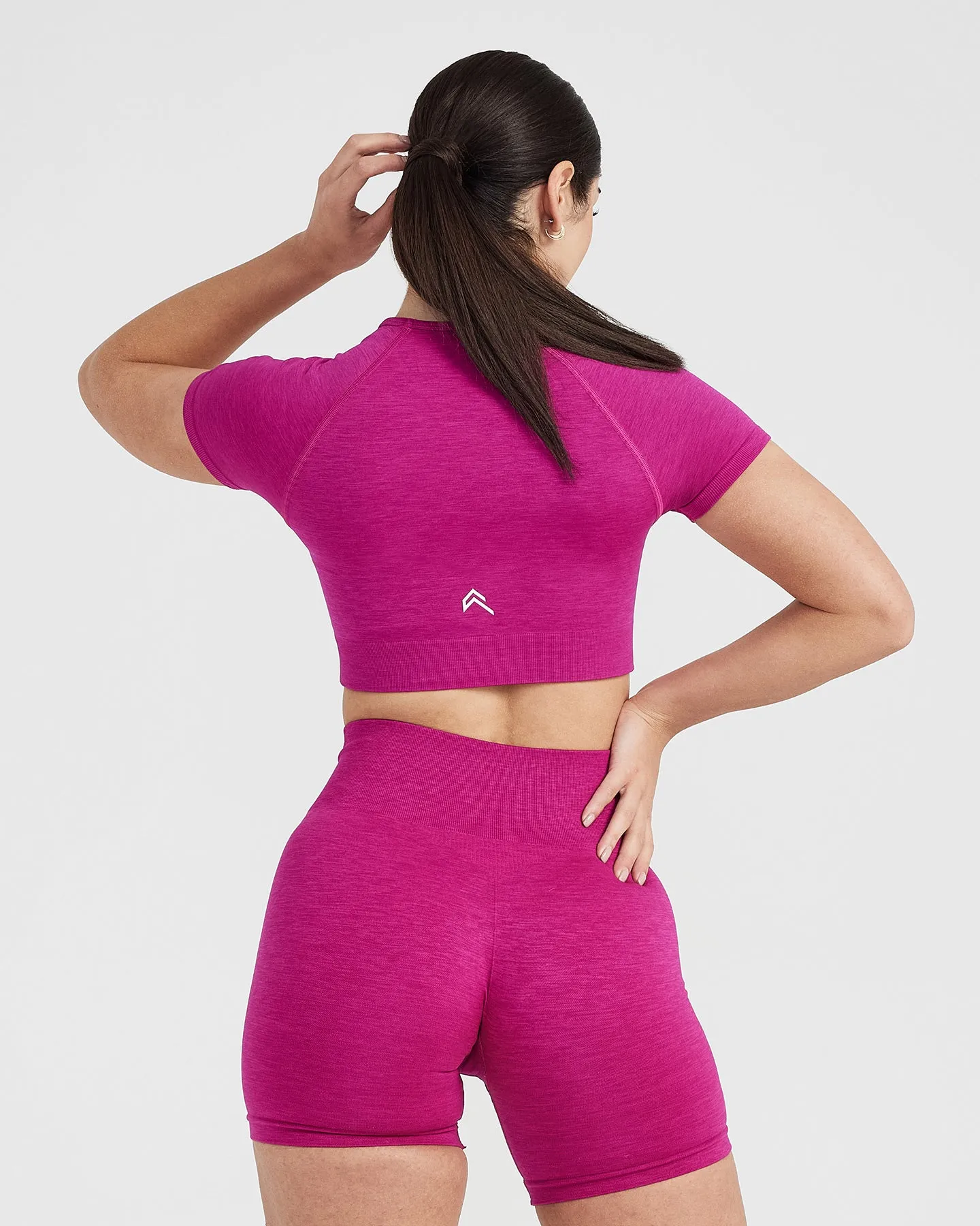 Classic Seamless 2.0 Short Sleeve Crop Top | Fuchsia Marl sold by Oner Active product image thumbnail 4
