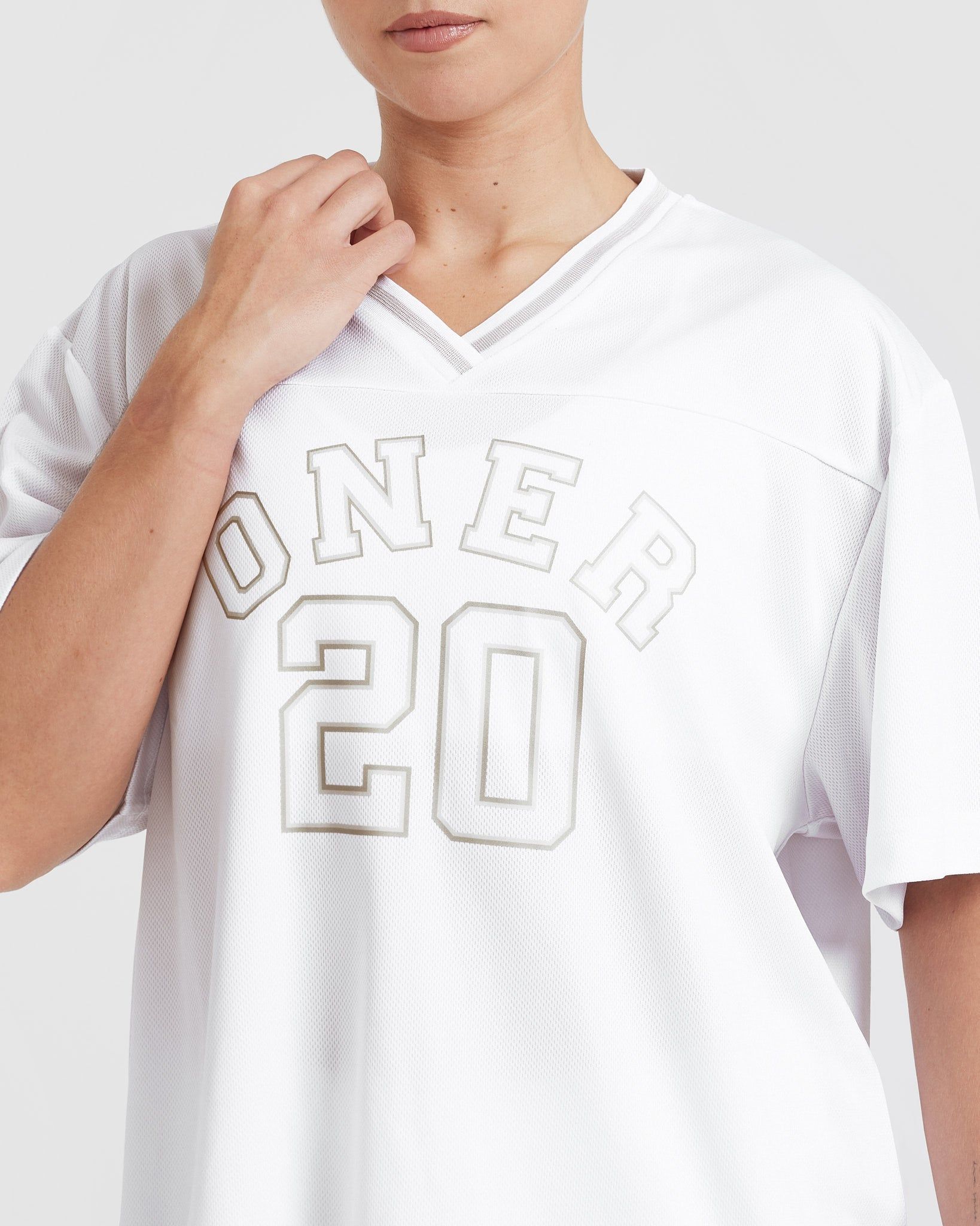 Varsity V-Neck Short Sleeve T-Shirt | White sold by Oner Active product image thumbnail 4