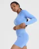 Effortless Seamless Long Sleeve Crop Top | Light Denim sold by Oner Active