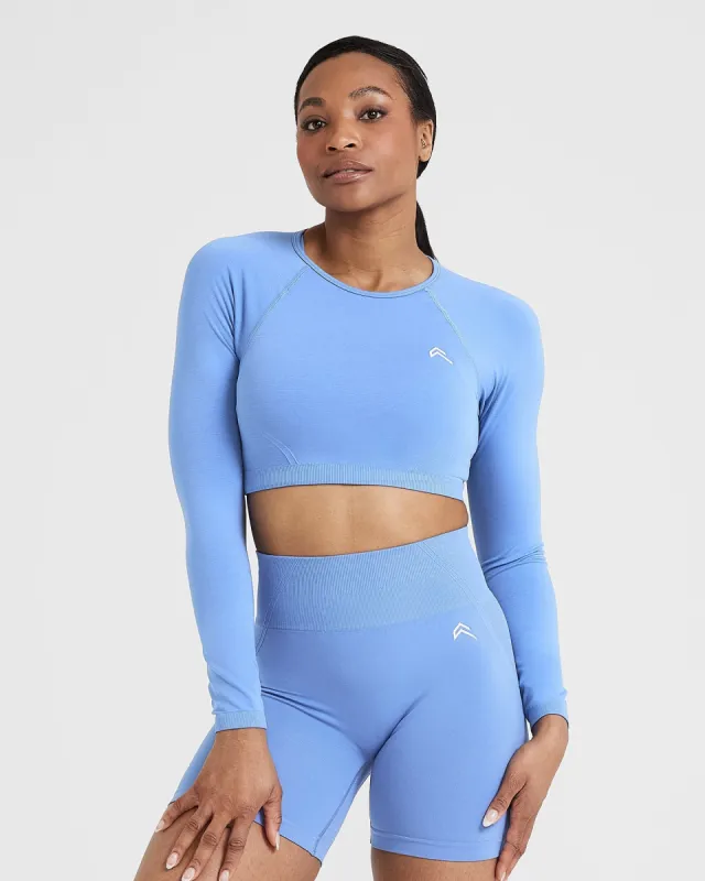 Effortless Seamless Long Sleeve Crop Top | Light Denim sold by Oner Active