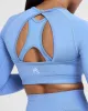 Effortless Seamless Long Sleeve Crop Top | Light Denim sold by Oner Active