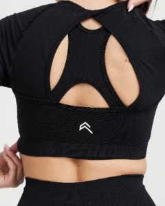 Effortless Seamless Long Sleeve Crop Top | Black sold by Oner Active