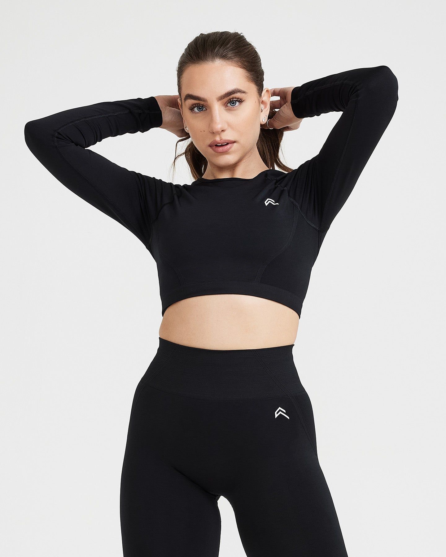 Effortless Seamless Long Sleeve Crop Top | Black sold by Oner Active