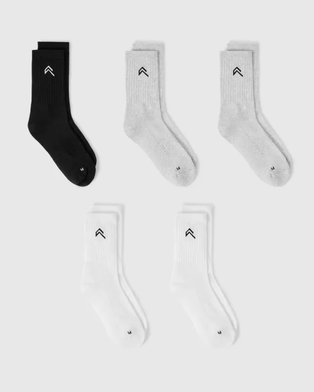Crew Socks 5 Pack | Grey/White/Black sold by Oner Active