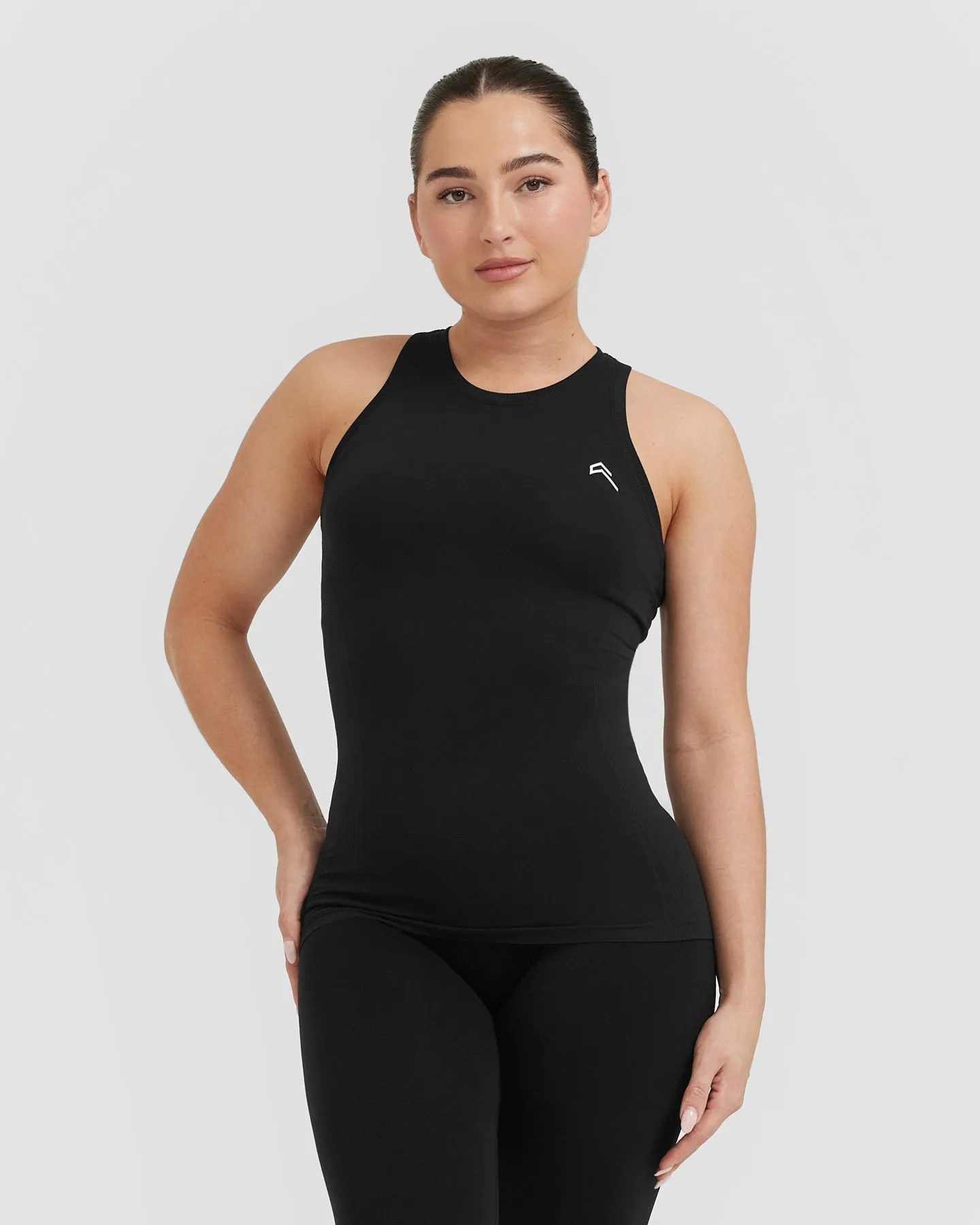 Go To Seamless Fitted High Neck Vest | Black sold by Oner Active