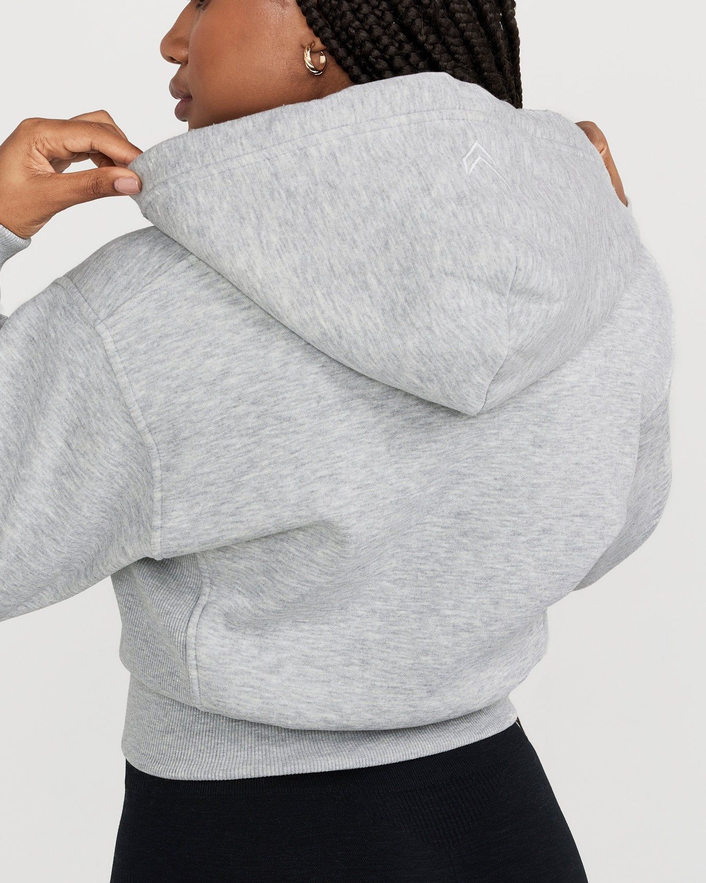Classic Lounge Cropped Zip Through Hoodie | Silver Grey Marl sold by Oner Active product image thumbnail 5