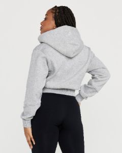 Classic Lounge Cropped Zip Through Hoodie | Silver Grey Marl sold by Oner Active