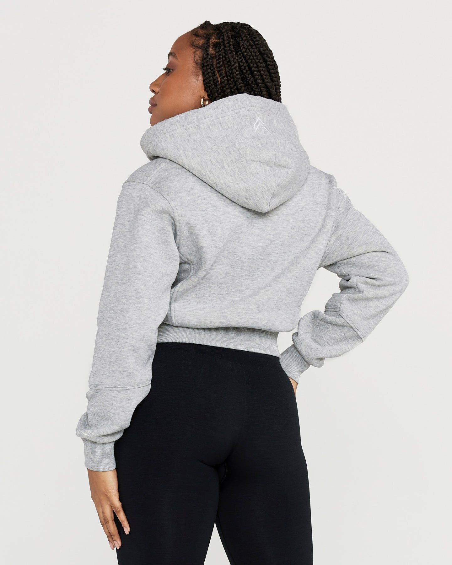 Classic Lounge Cropped Zip Through Hoodie | Silver Grey Marl sold by Oner Active product image thumbnail 2