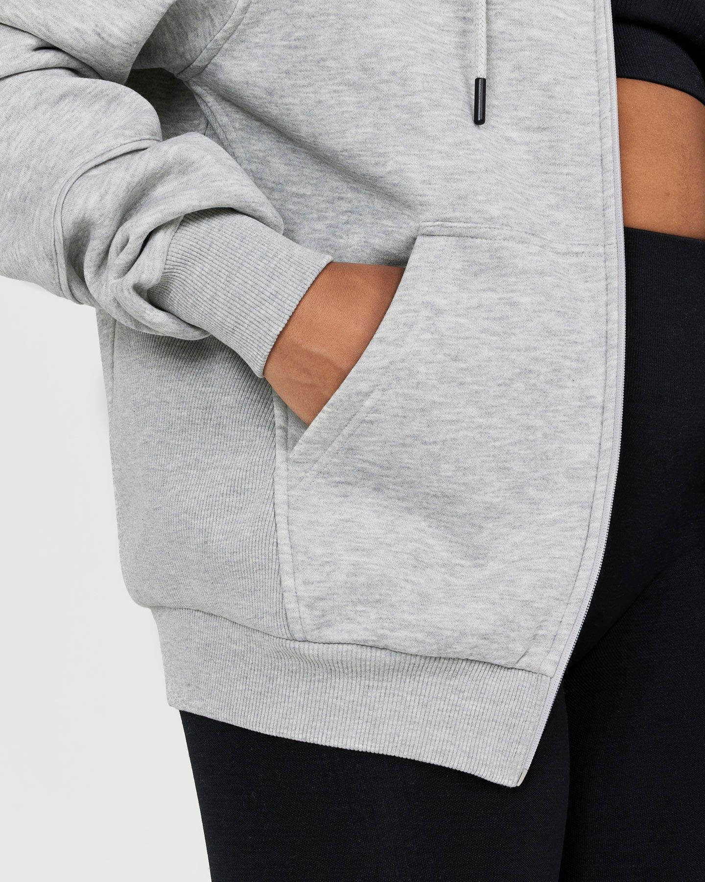 Classic Lounge Oversized Zip Through Hoodie | Silver Grey Marl sold by Oner Active product image thumbnail 5