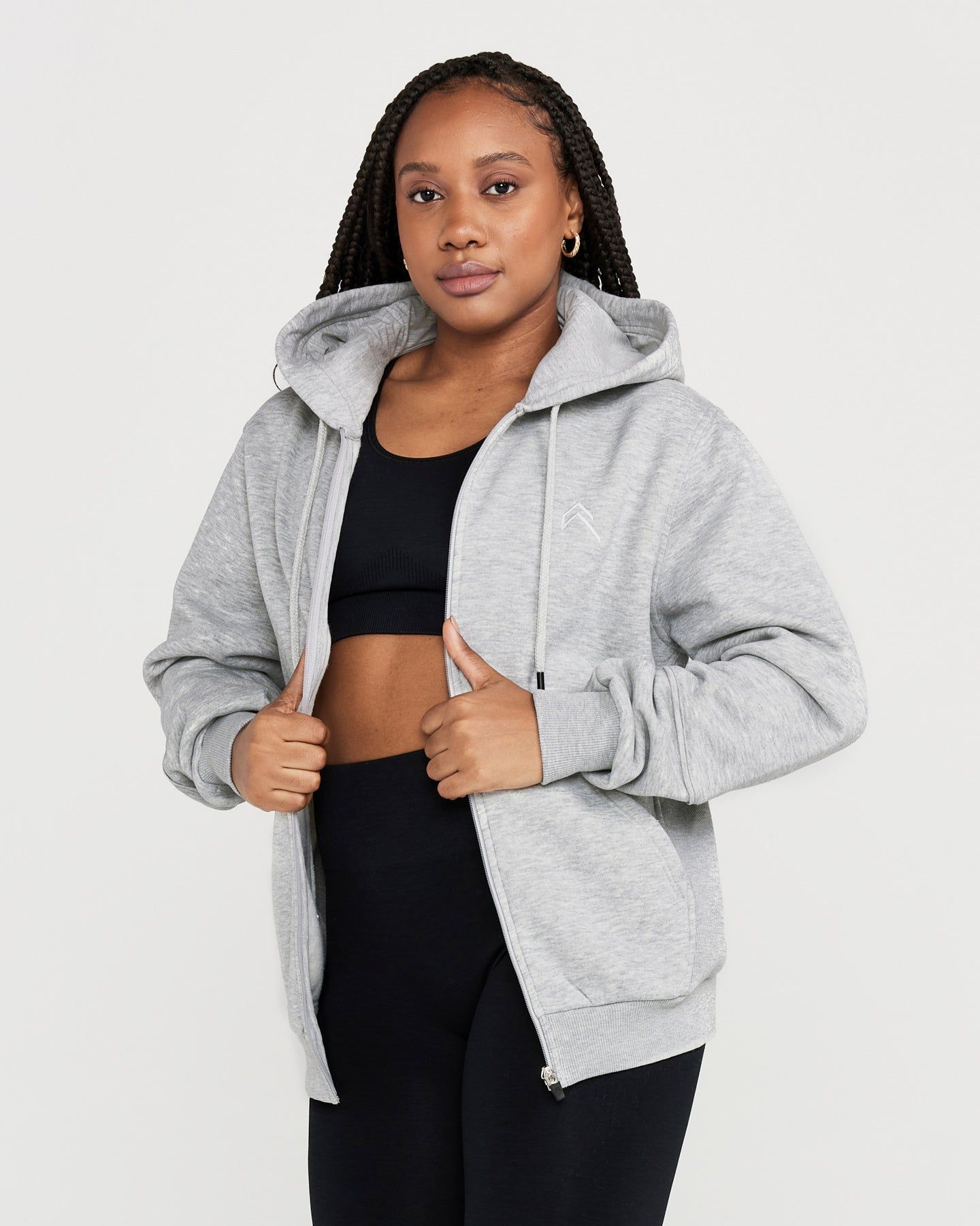 Classic Lounge Oversized Zip Through Hoodie | Silver Grey Marl sold by Oner Active product image thumbnail 3