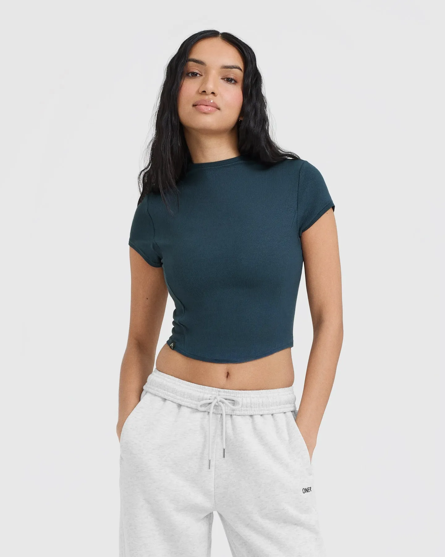 Mellow™ Rib Mid Mock Neck T-Shirt | Oil Blue sold by Oner Active