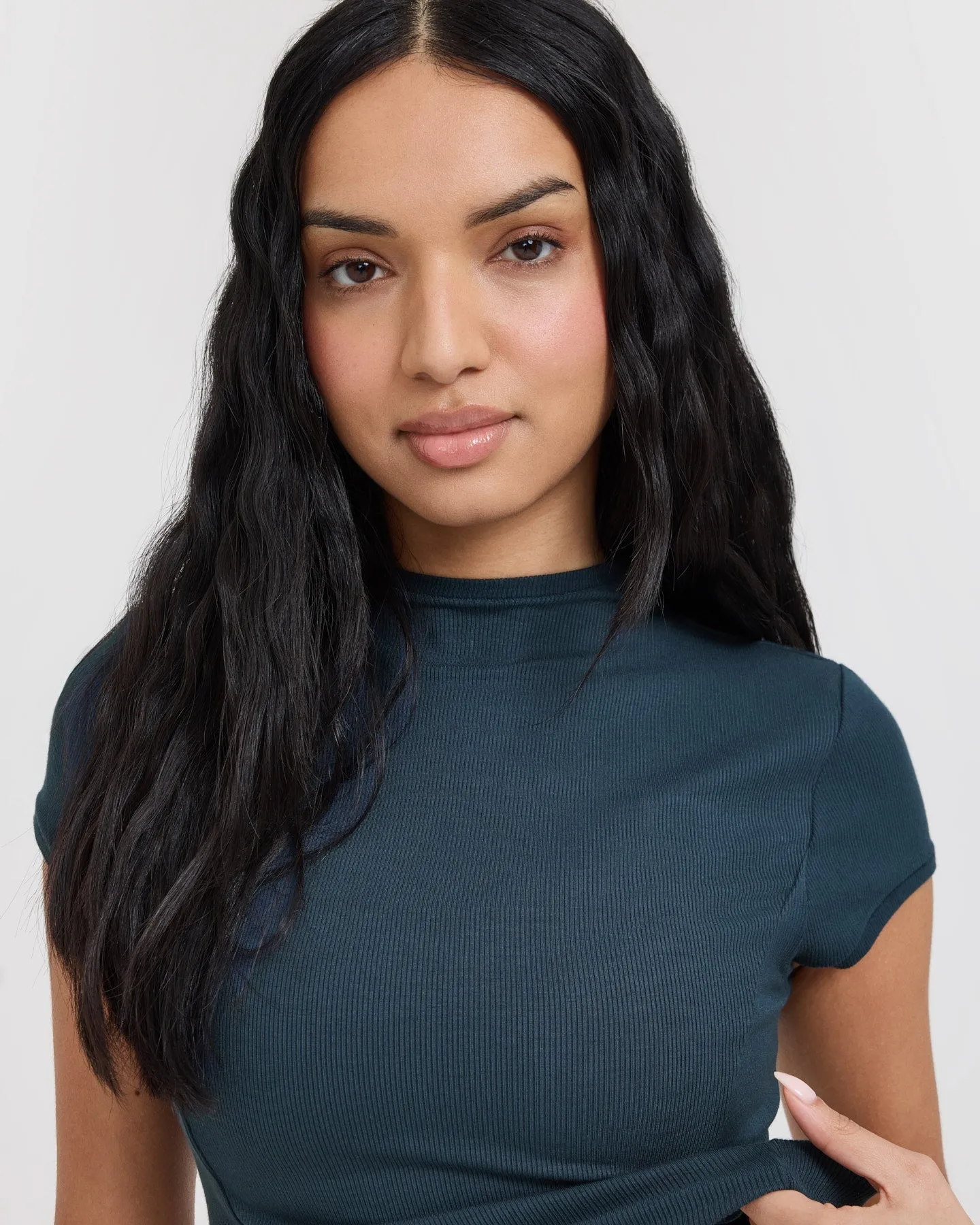 Mellow™ Rib Mid Mock Neck T-Shirt | Oil Blue sold by Oner Active product image thumbnail 4