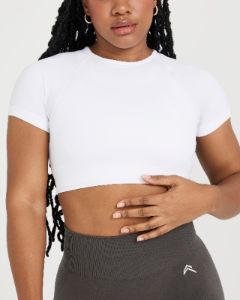 Effortless Seamless Short Sleeve Crop Top | White sold by Oner Active