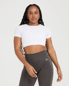 Effortless Seamless Short Sleeve Crop Top | White sold by Oner Active