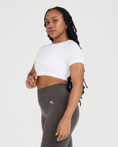 Effortless Seamless Short Sleeve Crop Top | White sold by Oner Active