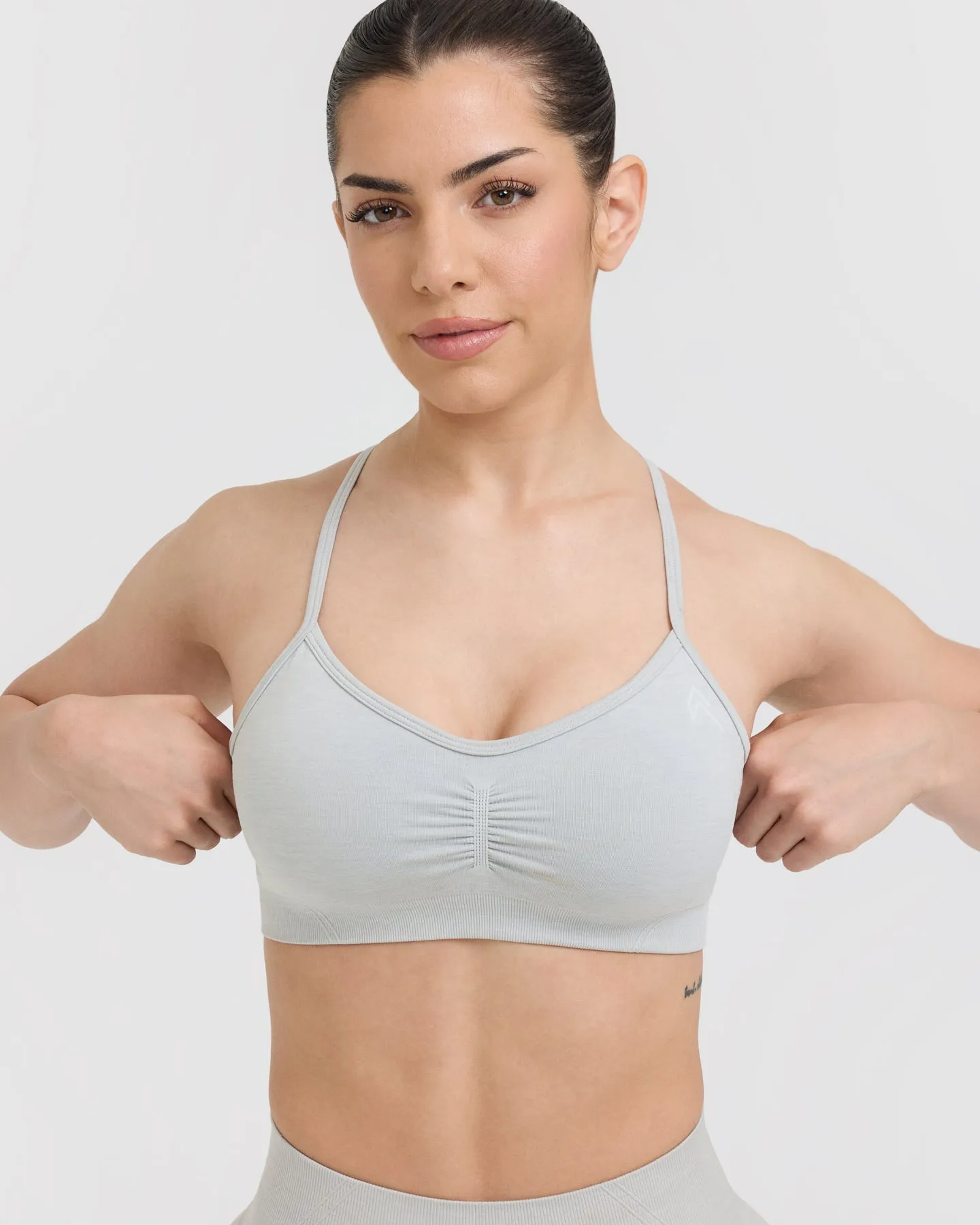 Effortless Strappy Bralette | Light Grey Marl sold by Oner Active product image thumbnail 4