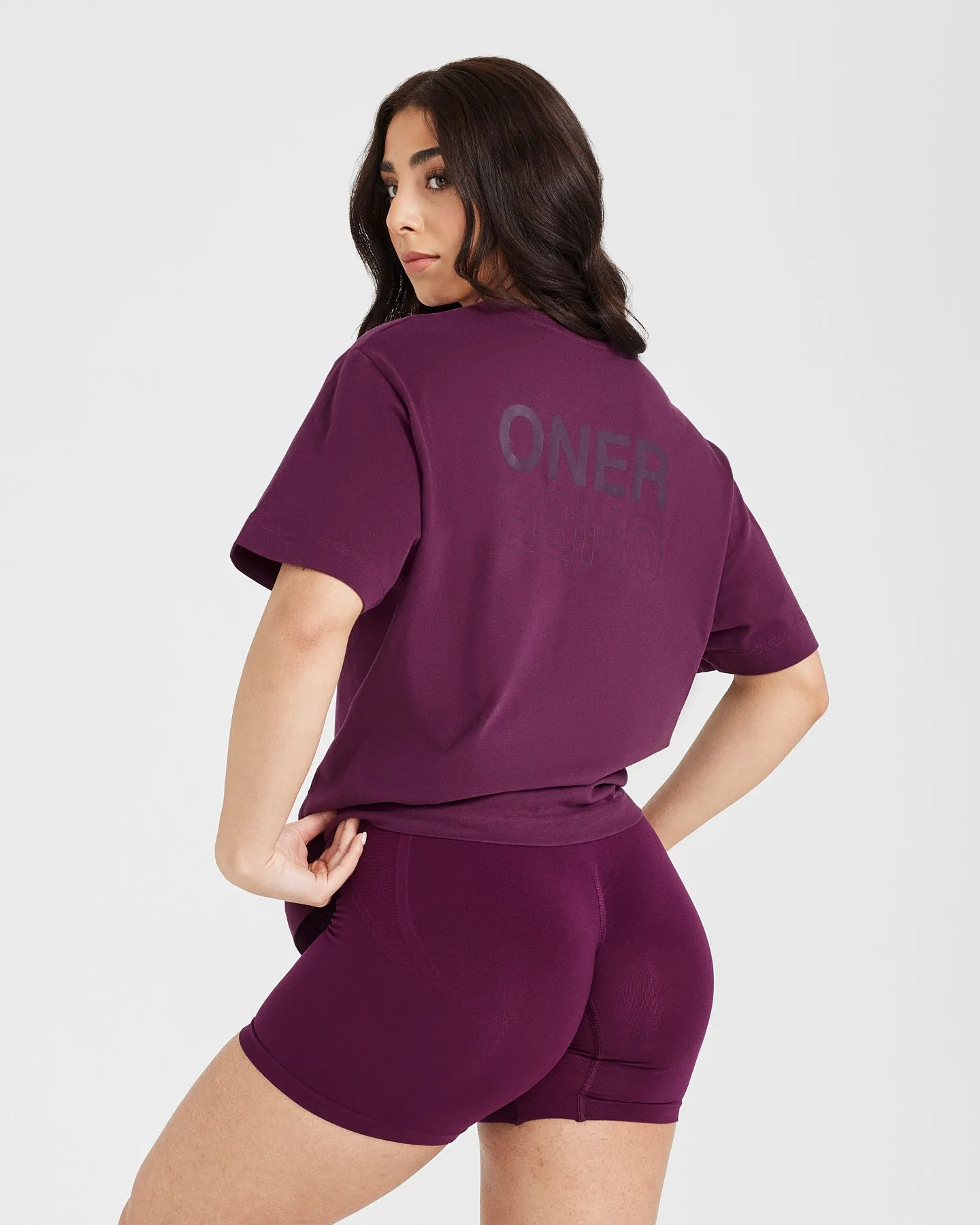 Classic Mirror Graphic Oversized T-Shirt | Washed Ripe Fig sold by Oner Active product image thumbnail 2