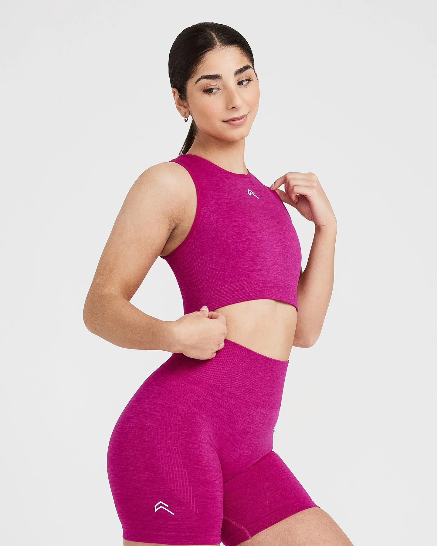 Classic Seamless 2.0 Crop Top | Fuchsia Marl sold by Oner Active product image thumbnail 2