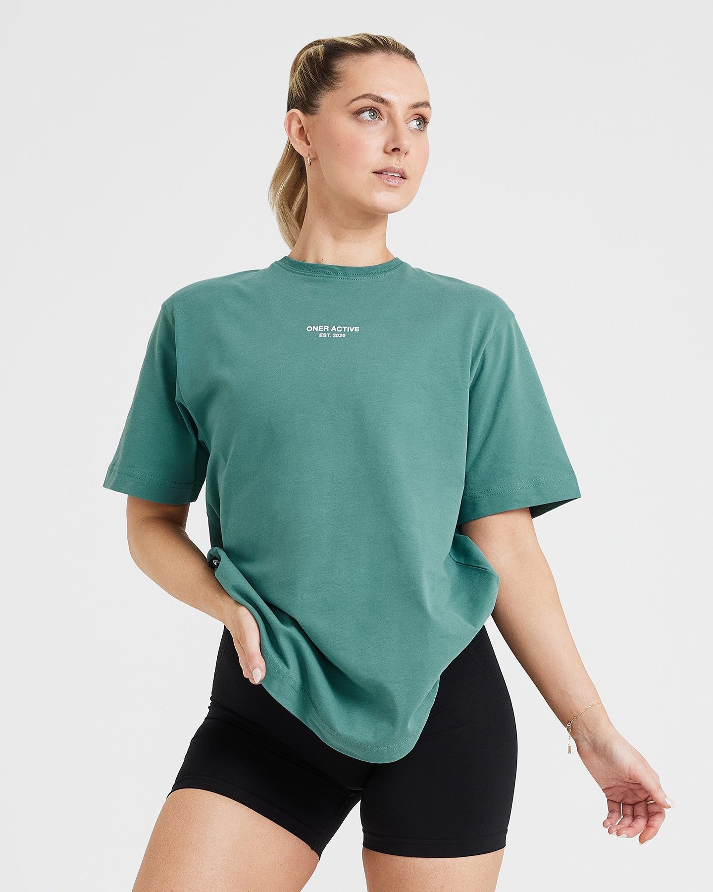 Graphic Oversized Short Sleeve Tee | Washed Mineral Green sold by Oner Active