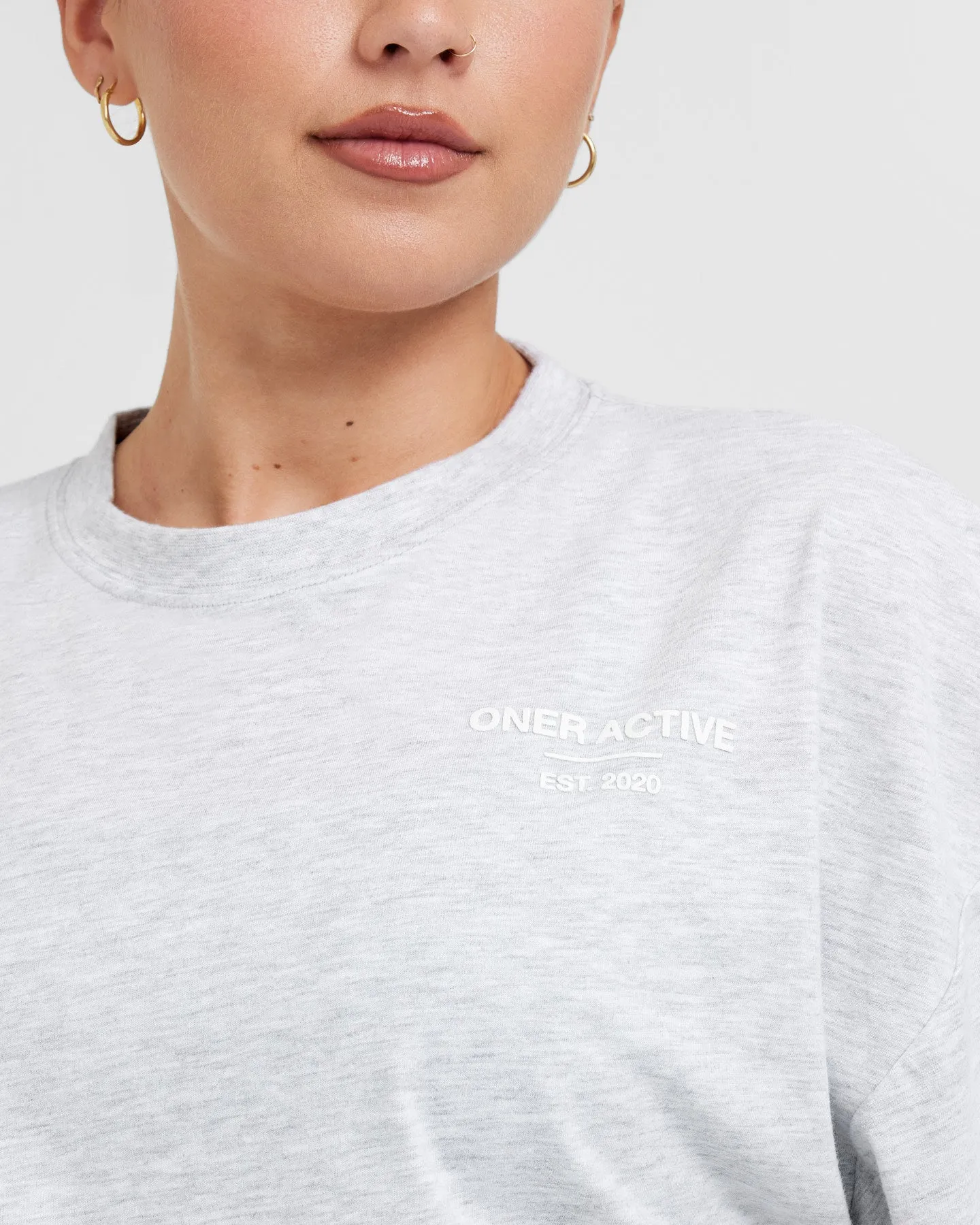 Classic Lifters Graphic Relaxed Crop Lightweight T-Shirt | Light Grey Marl sold by Oner Active product image thumbnail 5