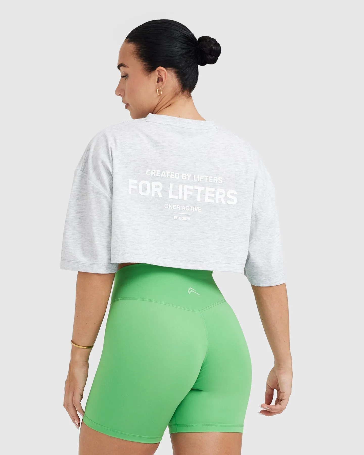 Classic Lifters Graphic Relaxed Crop Lightweight T-Shirt | Light Grey Marl sold by Oner Active product image thumbnail 2