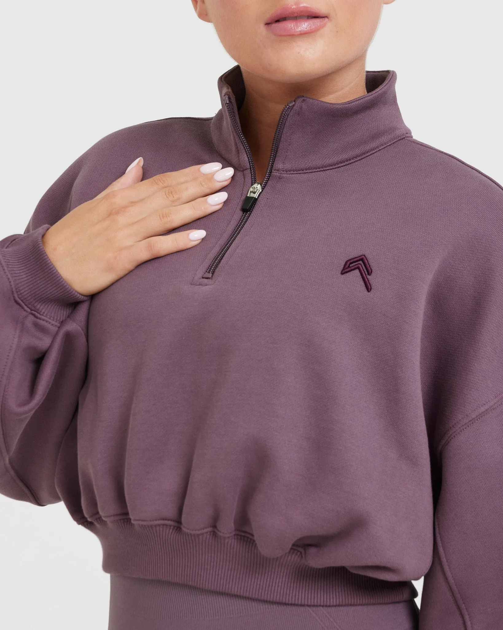 All Day Cosy Crop 1/4 Zip Sweatshirt | Vintage Purple sold by Oner Active product image thumbnail 4