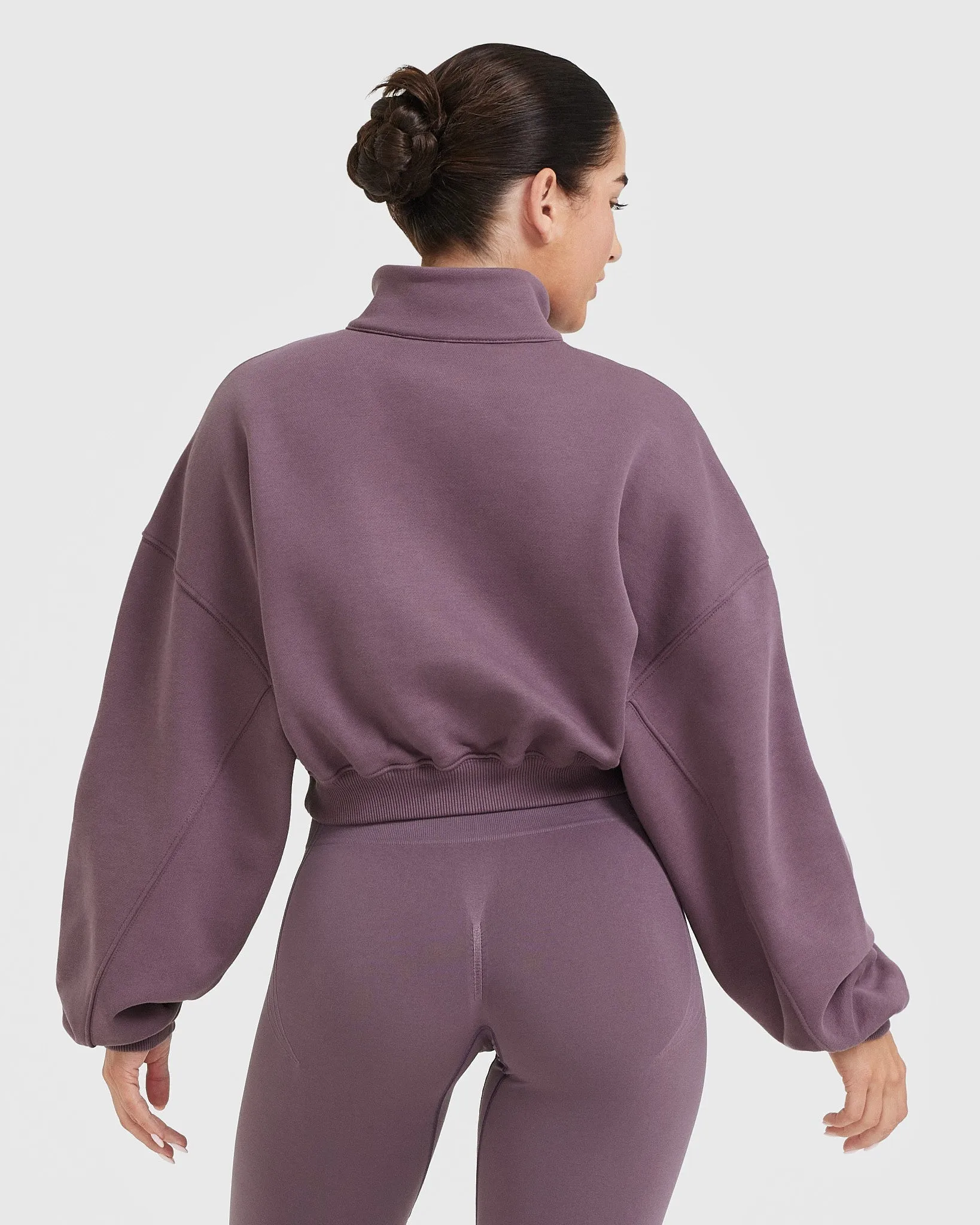 All Day Cosy Crop 1/4 Zip Sweatshirt | Vintage Purple sold by Oner Active product image thumbnail 2