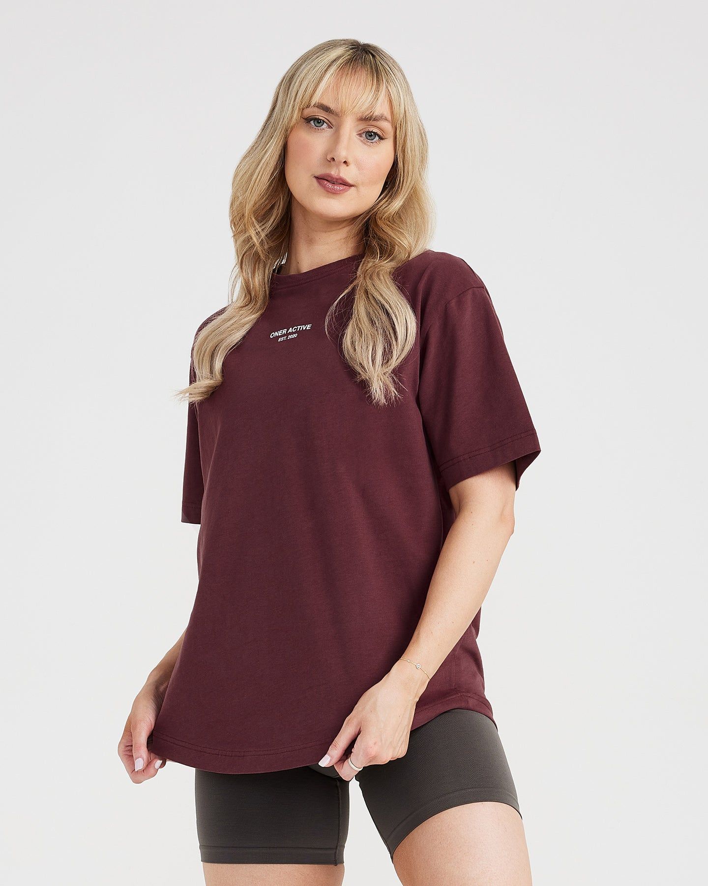 Graphic Oversized Short Sleeve Tee | Washed Rosewood sold by Oner Active