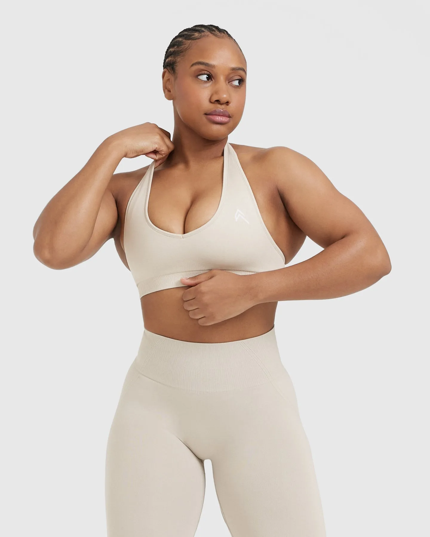 Classic Seamless 2.0 Halter Neck Bralette | Sand Marl sold by Oner Active