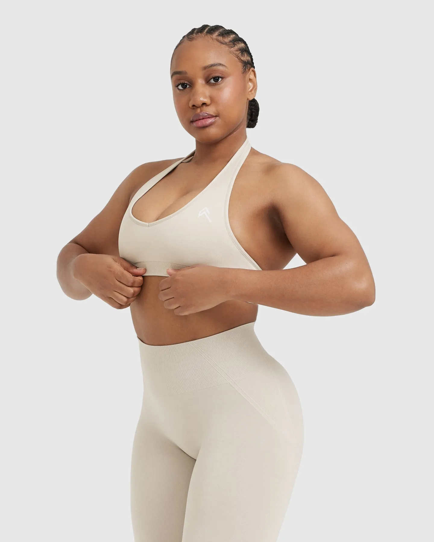 Classic Seamless 2.0 Halter Neck Bralette | Sand Marl sold by Oner Active product image thumbnail 3