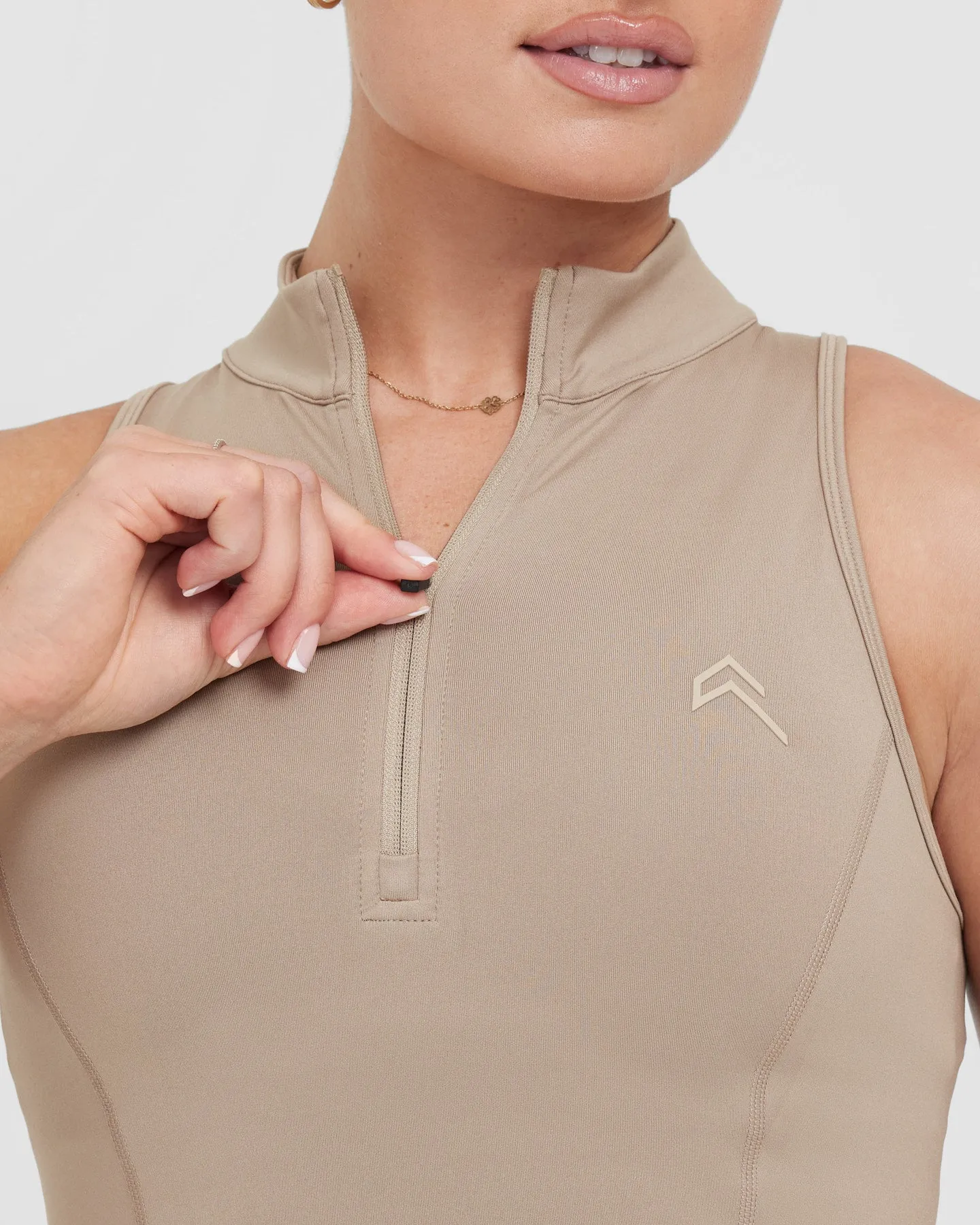 Timeless Half Zip Crop Tank | Sandstone sold by Oner Active product image thumbnail 4
